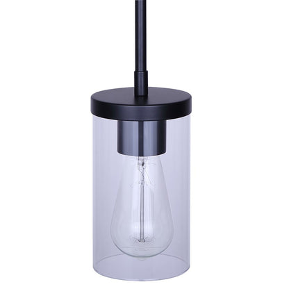 Canarm Britton 4.75in 1-Light Pendant | Modern Matte Black Steel and Clear Glass | Kitchen Island & Dining Room | Model IPL1234A01BK