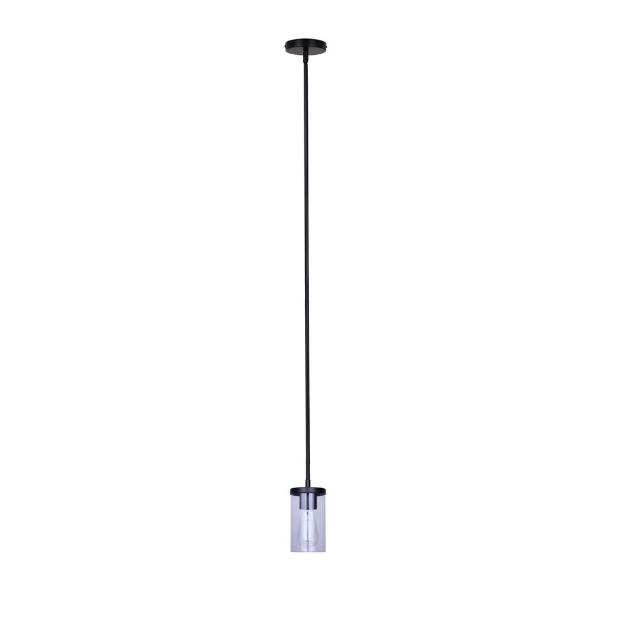 Canarm Britton 4.75in 1-Light Pendant | Modern Matte Black Steel and Clear Glass | Kitchen Island & Dining Room | Model IPL1234A01BK