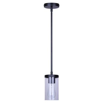 Canarm Britton 4.75in 1-Light Pendant | Modern Matte Black Steel and Clear Glass | Kitchen Island & Dining Room | Model IPL1234A01BK