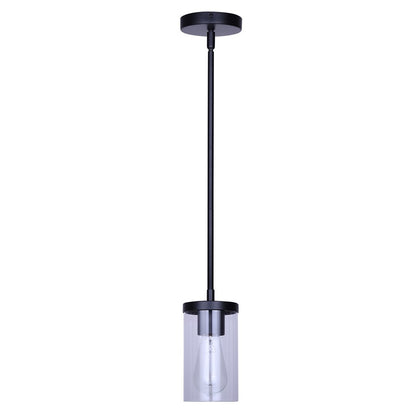 Canarm Britton 4.75in 1-Light Pendant | Modern Matte Black Steel and Clear Glass | Kitchen Island & Dining Room | Model IPL1234A01BK