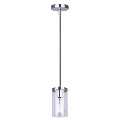 Canarm Britton 4.75in 1-Light Pendant | Modern Brushed Nickel Steel and Clear Glass | Kitchen Island & Dining Room | Model IPL1234A01BN