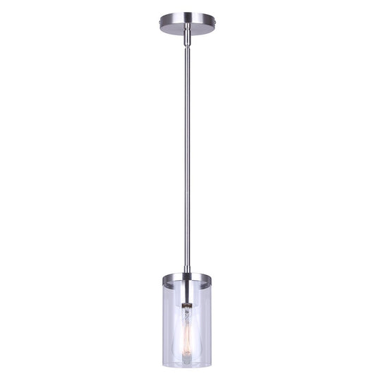 Canarm Britton 4.75in 1-Light Pendant | Modern Brushed Nickel Steel and Clear Glass | Kitchen Island & Dining Room | Model IPL1234A01BN