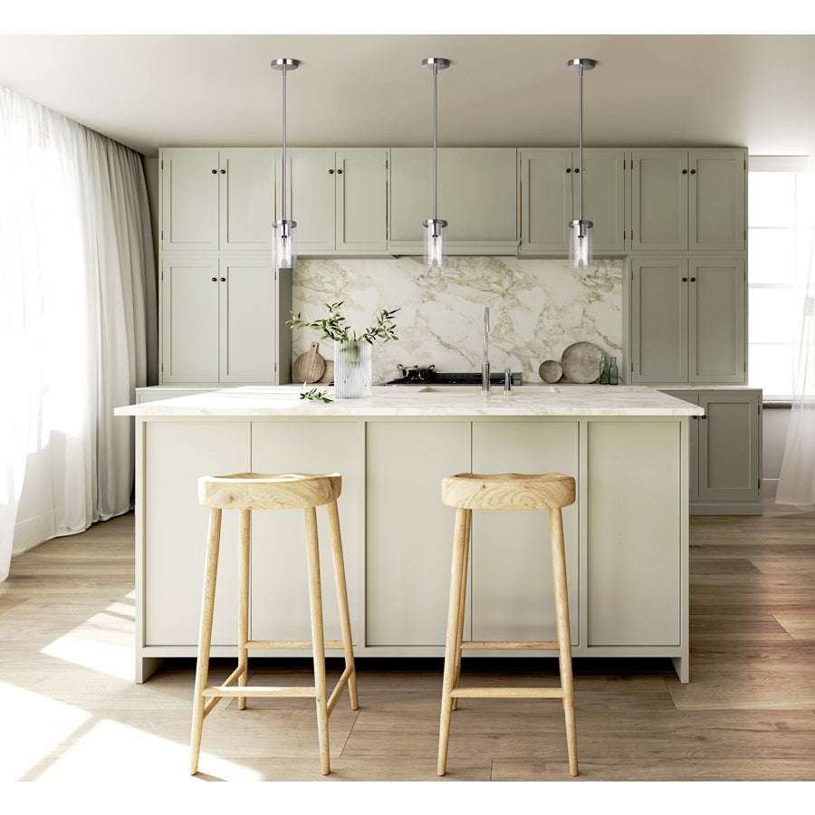 Canarm Britton 4.75in 1-Light Pendant | Modern Brushed Nickel Steel and Clear Glass | Kitchen Island & Dining Room | Model IPL1234A01BN