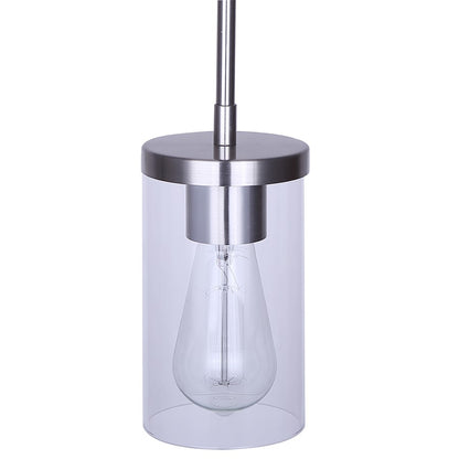Canarm Britton 4.75in 1-Light Pendant | Modern Brushed Nickel Steel and Clear Glass | Kitchen Island & Dining Room | Model IPL1234A01BN