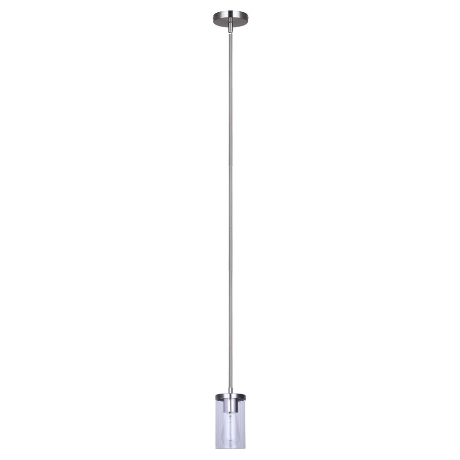 Canarm Britton 4.75in 1-Light Pendant | Modern Brushed Nickel Steel and Clear Glass | Kitchen Island & Dining Room | Model IPL1234A01BN