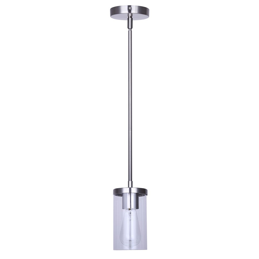 Canarm Britton 4.75in 1-Light Pendant | Modern Brushed Nickel Steel and Clear Glass | Kitchen Island & Dining Room | Model IPL1234A01BN