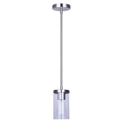 Canarm Britton 4.75in 1-Light Pendant | Modern Brushed Nickel Steel and Clear Glass | Kitchen Island & Dining Room | Model IPL1234A01BN
