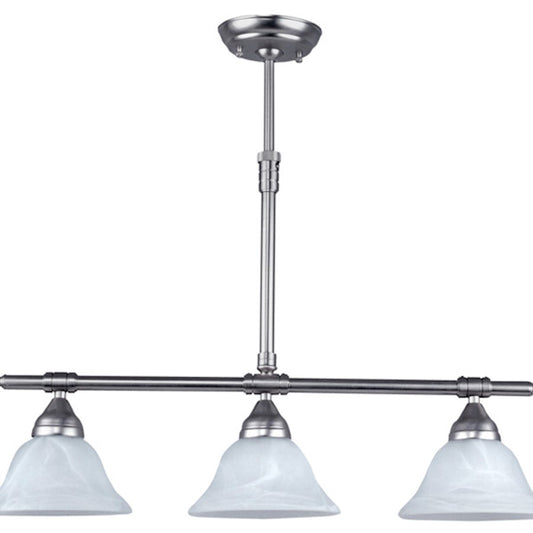 Canarm Athena 27in 1-Light Pendant | Brushed Pewter and White Alabaster Glass | Kitchen Island & Dining Room | Model IPL133BPT