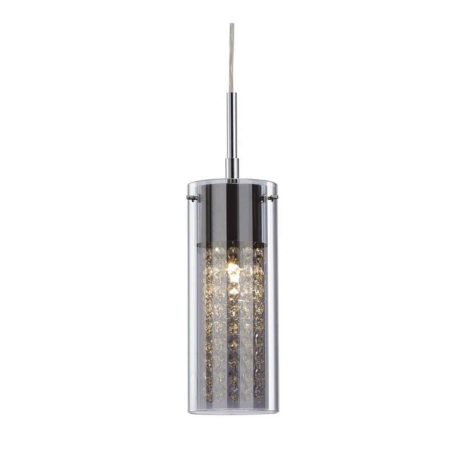 Canarm Sloan 4.75in 1-Light Pendant | Chrome and Smokey Glass with Crystals | Kitchen Island & Dining Room | 4.75 x 63.5 in | Model IPL178B01CH9