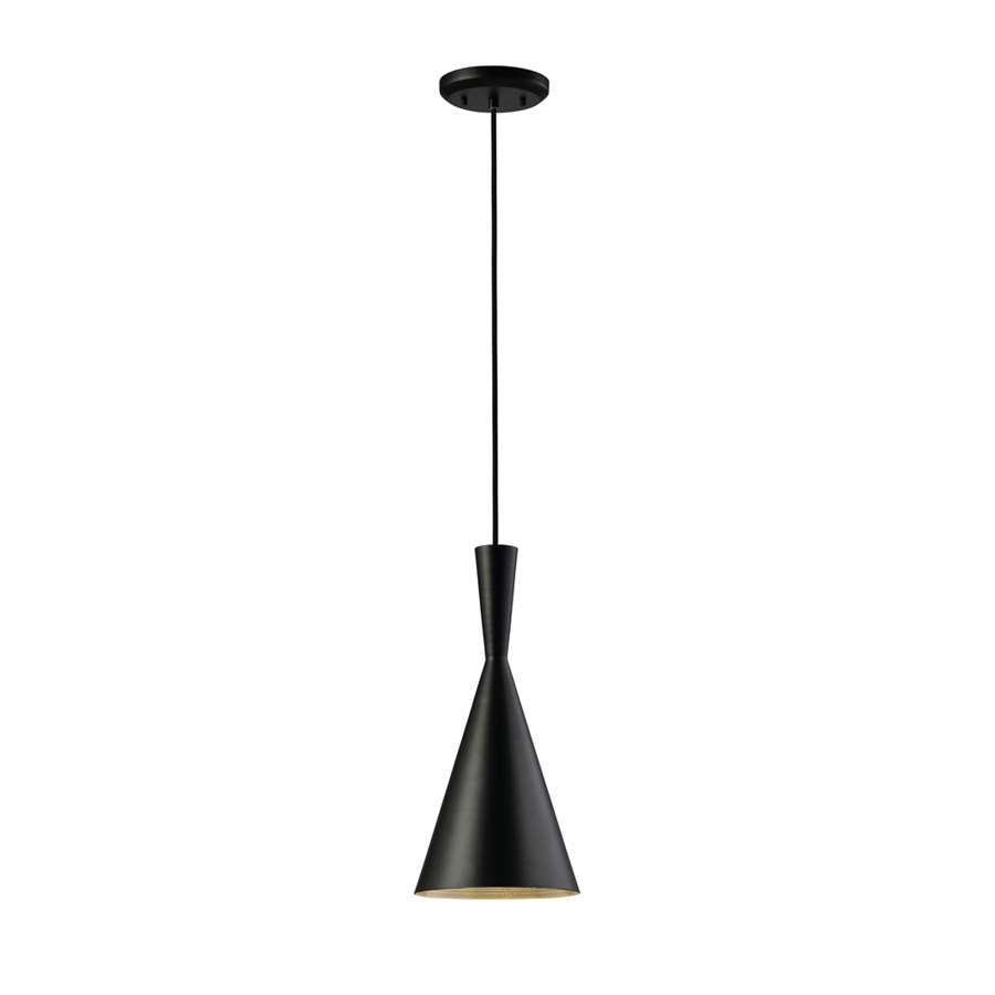 Canarm Rocco 7.25in 1-Light Pendant | Black Aluminum with Silver Interior | Kitchen Island & Dining Room | 7.25 x 64.75 in | Model IPL183B01BK