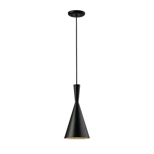 Canarm Rocco 7.25in 1-Light Pendant | Black Aluminum with Silver Interior | Kitchen Island & Dining Room | 7.25 x 64.75 in | Model IPL183B01BK