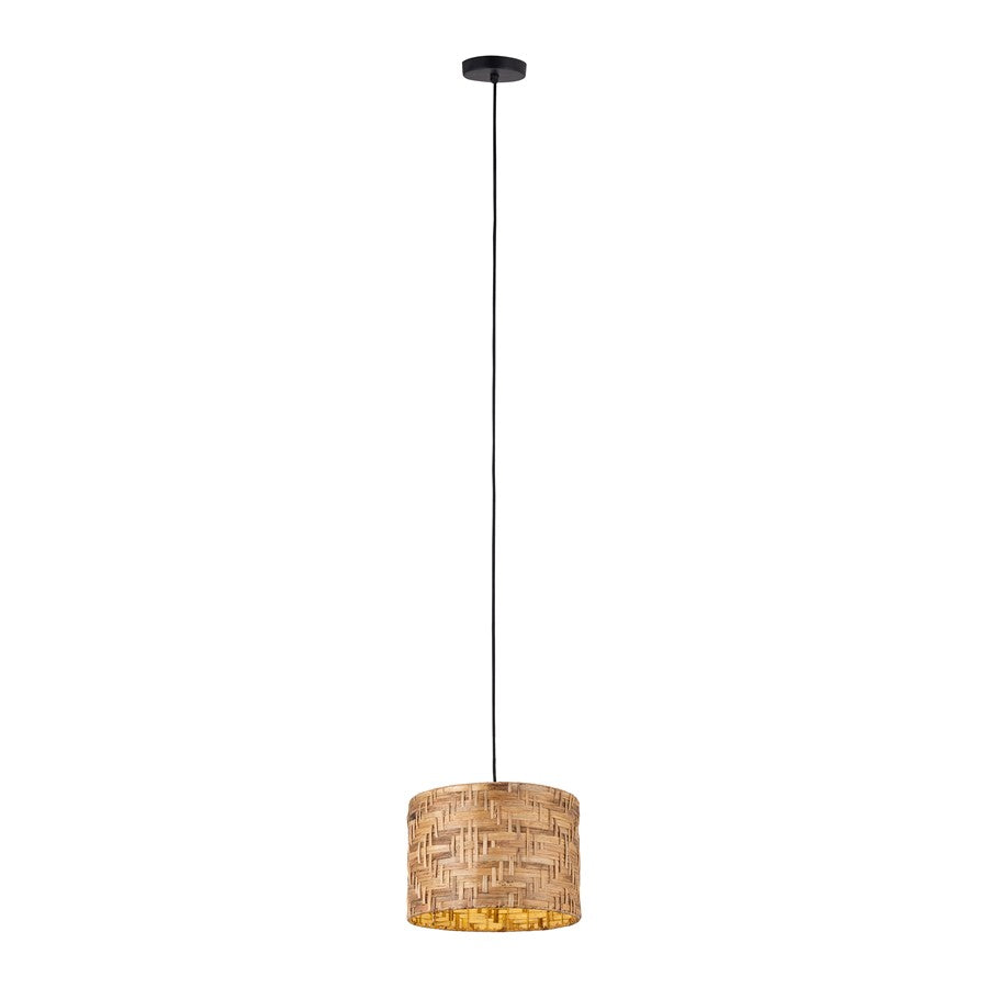 Canarm Madison 19in 1-Light Pendant | Natural Seagrass Drum Shade | Kitchen Island & Dining Room | 19 x 19 x 14 in | Model IPL2080B01NA