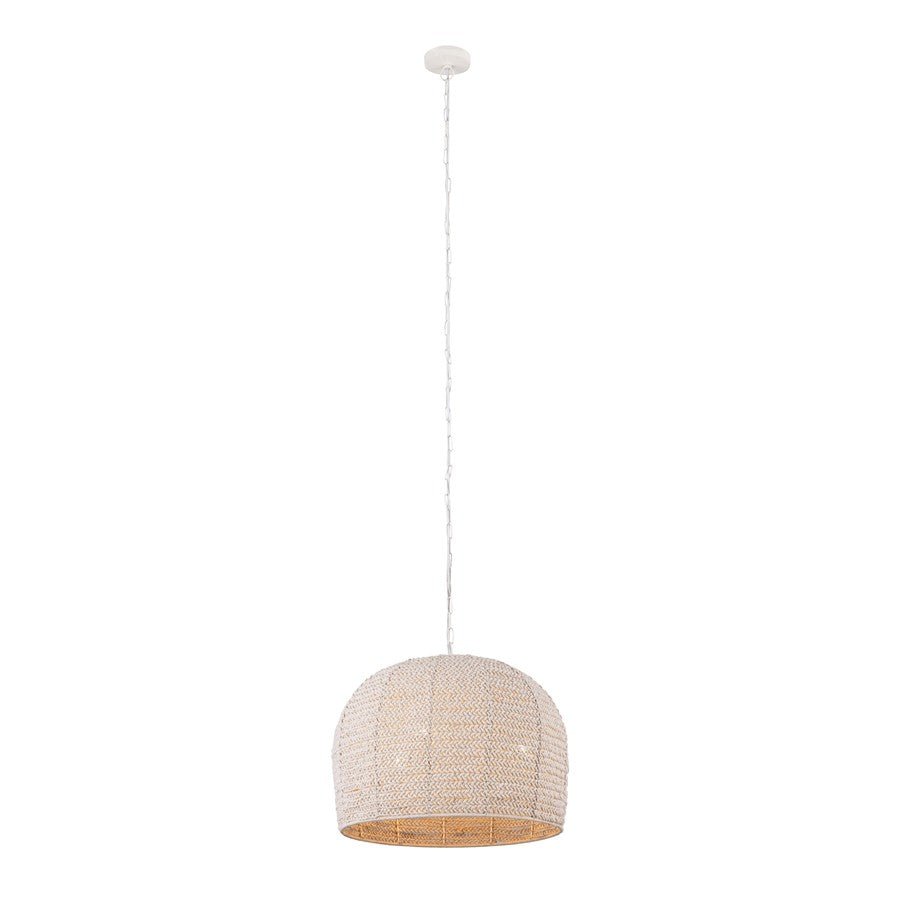 Canarm Devi 24in 3-Light Pendant | Boho Natural Macramé Shade | Dining Room & Bedroom | 24 x 24 x 19 in | Model IPL2081B03NA