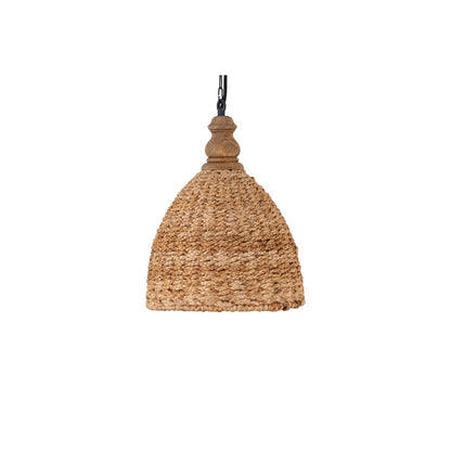 Canarm Madison 12in 1-Light Pendant | Boho Black Jute & Wood Shade | Dining Room & Kitchen | 12 x 12 x 16 in | Model IPL2083B01NAB
