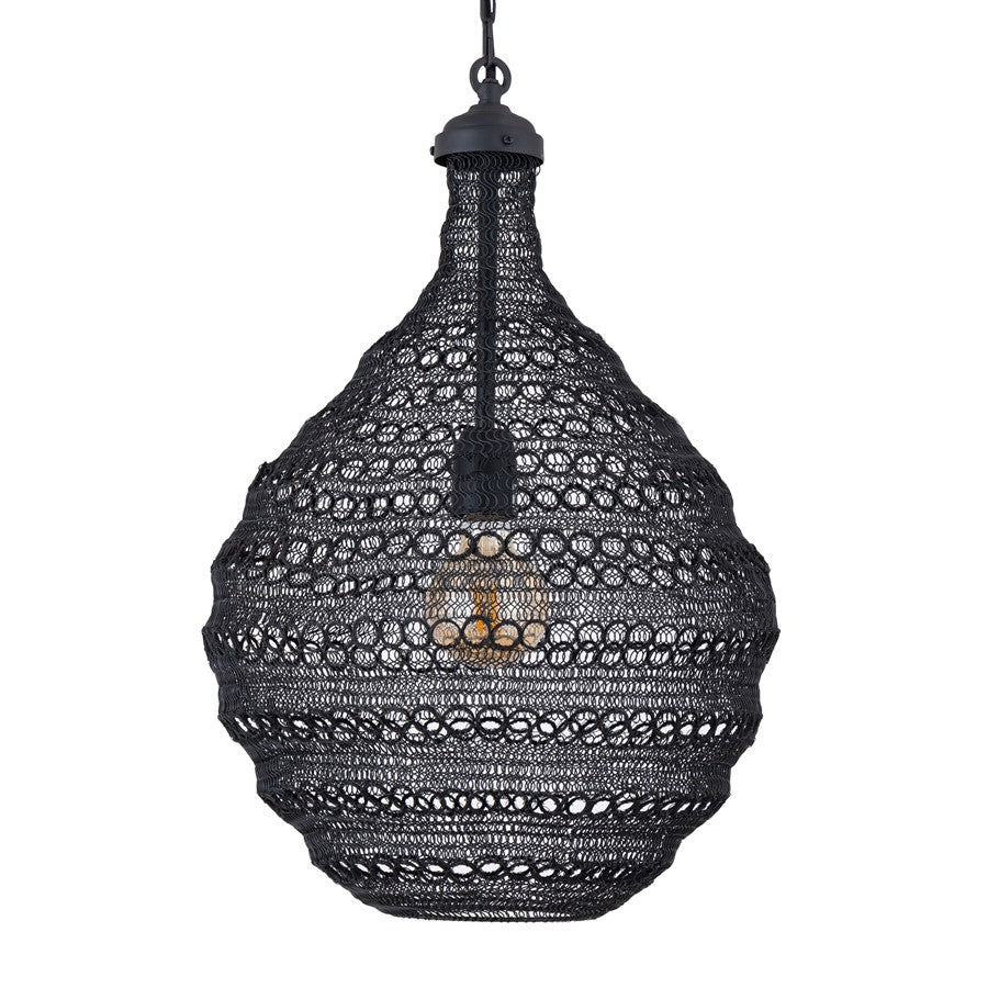 Canarm Madison 14in 1-Light Pendant | Boho Black Wire Shade | Dining Room & Kitchen Island | 14 x 14 x 21 in | Model IPL2084B01BK