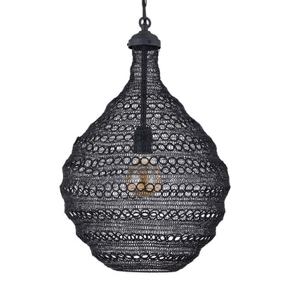 Canarm Madison 14in 1-Light Pendant | Boho Black Wire Shade | Dining Room & Kitchen Island | 14 x 14 x 21 in | Model IPL2084B01BK
