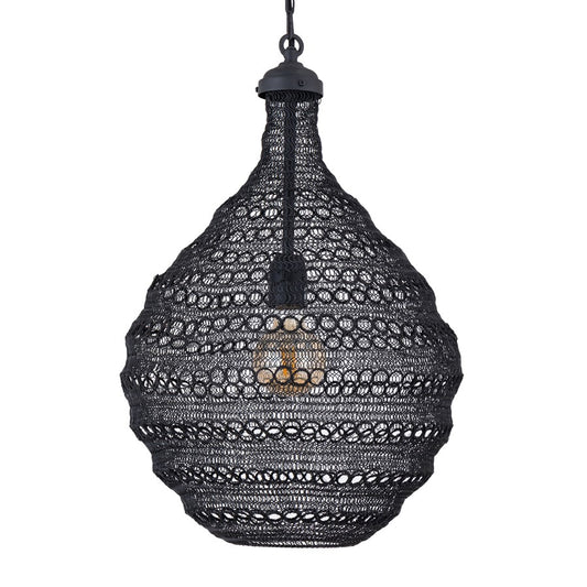 Canarm Madison 14in 1-Light Pendant | Boho Black Wire Shade | Dining Room & Kitchen Island | 14 x 14 x 21 in | Model IPL2084B01BK