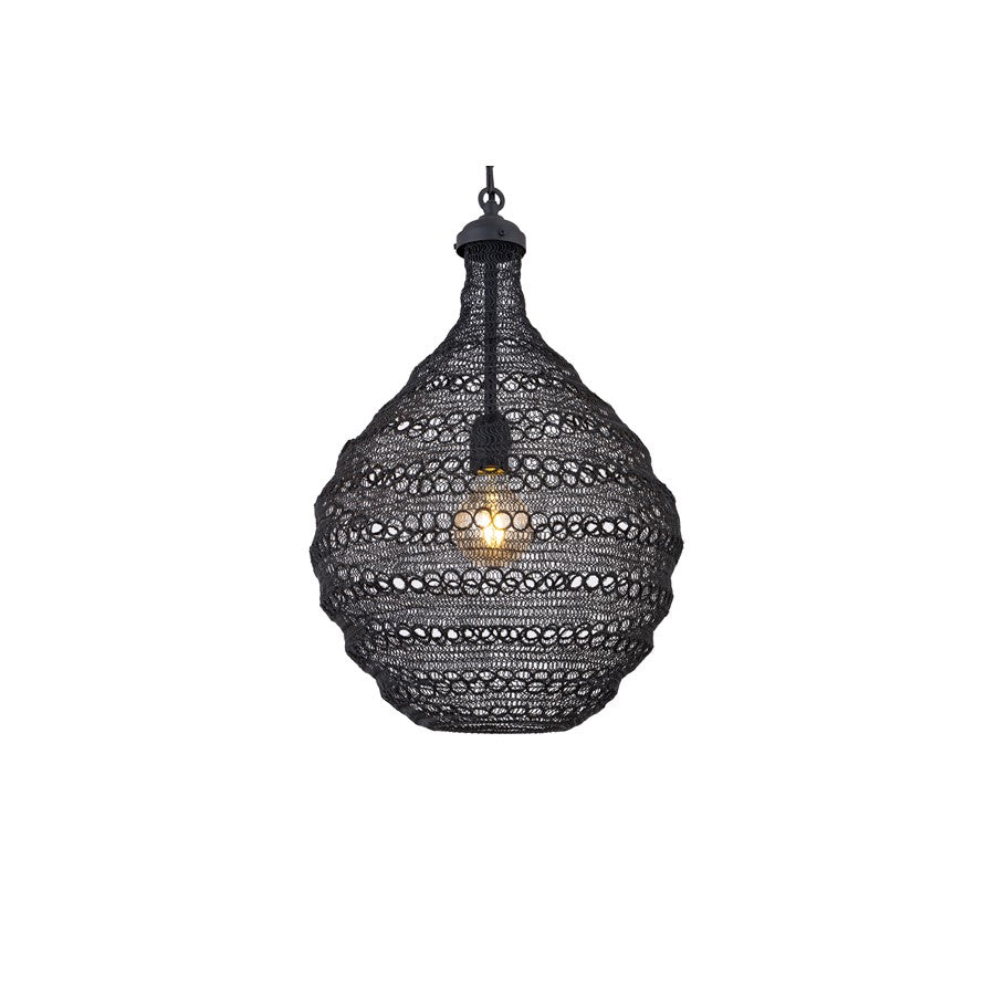 Canarm Madison 14in 1-Light Pendant | Boho Black Wire Shade | Dining Room & Kitchen Island | 14 x 14 x 21 in | Model IPL2084B01BK