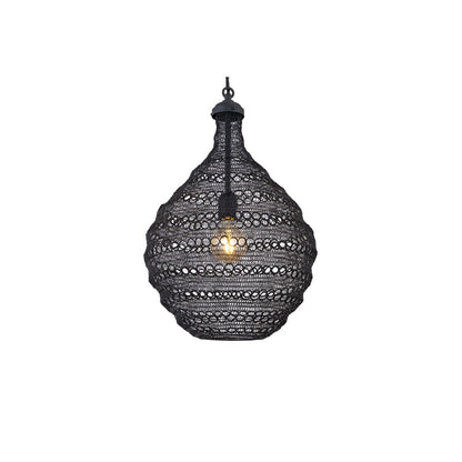 Canarm Madison 14in 1-Light Pendant | Boho Black Wire Shade | Dining Room & Kitchen Island | 14 x 14 x 21 in | Model IPL2084B01BK