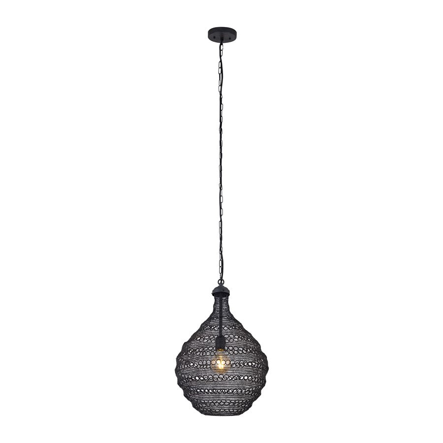 Canarm Madison 14in 1-Light Pendant | Boho Black Wire Shade | Dining Room & Kitchen Island | 14 x 14 x 21 in | Model IPL2084B01BK