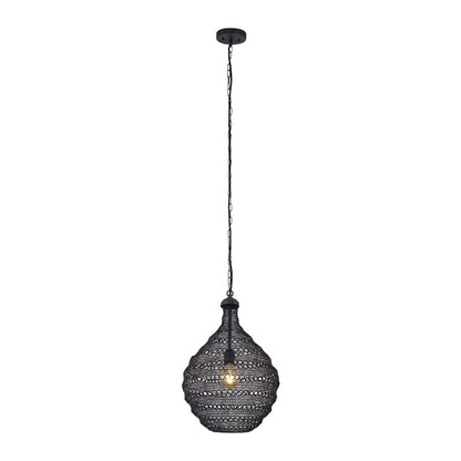 Canarm Madison 14in 1-Light Pendant | Boho Black Wire Shade | Dining Room & Kitchen Island | 14 x 14 x 21 in | Model IPL2084B01BK