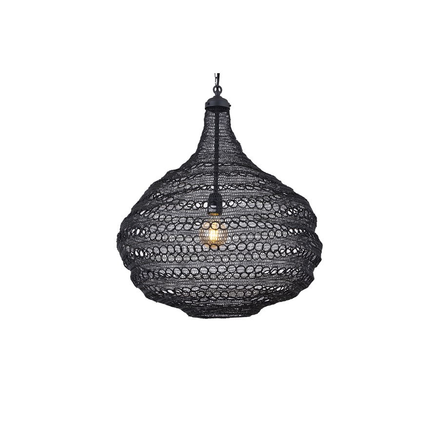 Canarm Madison 23in 1-Light Pendant | Handwoven Black Shade | Dining Room & Entryway | 23 x 23 x 25.7 in | Model IPL2085B01BK