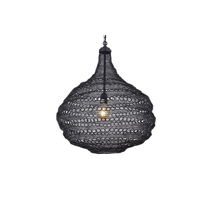 Canarm Madison 23in 1-Light Pendant | Handwoven Black Shade | Dining Room & Entryway | 23 x 23 x 25.7 in | Model IPL2085B01BK