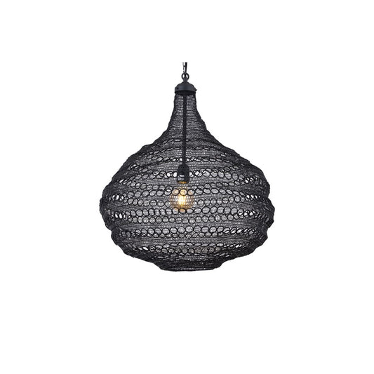 Canarm Madison 23in 1-Light Pendant | Handwoven Black Shade | Dining Room & Entryway | 23 x 23 x 25.7 in | Model IPL2085B01BK