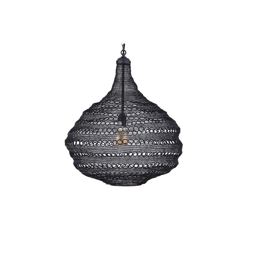 Canarm Madison 23in 1-Light Pendant | Handwoven Black Shade | Dining Room & Entryway | 23 x 23 x 25.7 in | Model IPL2085B01BK
