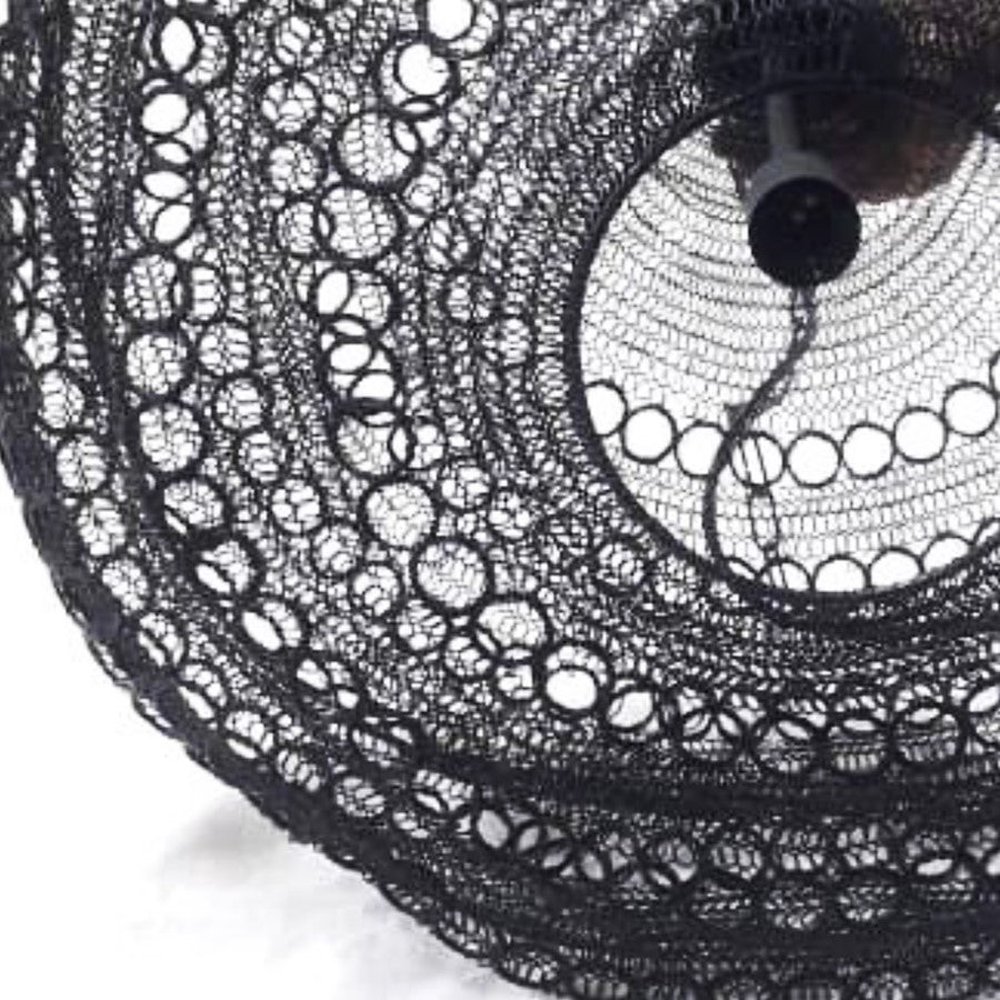 Canarm Madison 23in 1-Light Pendant | Handwoven Black Shade | Dining Room & Entryway | 23 x 23 x 25.7 in | Model IPL2085B01BK