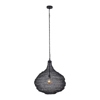 Canarm Madison 23in 1-Light Pendant | Handwoven Black Shade | Dining Room & Entryway | 23 x 23 x 25.7 in | Model IPL2085B01BK