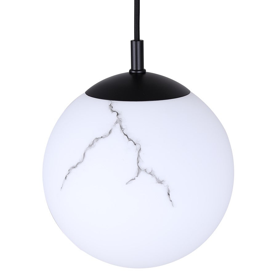 Canarm Halsey 9.75in 1-Light Pendant | Matte Black and Grey Marble Glass | Kitchen & Dining Room | 9.75 x 9.75 x 14 in | Model IPL2101B01BK