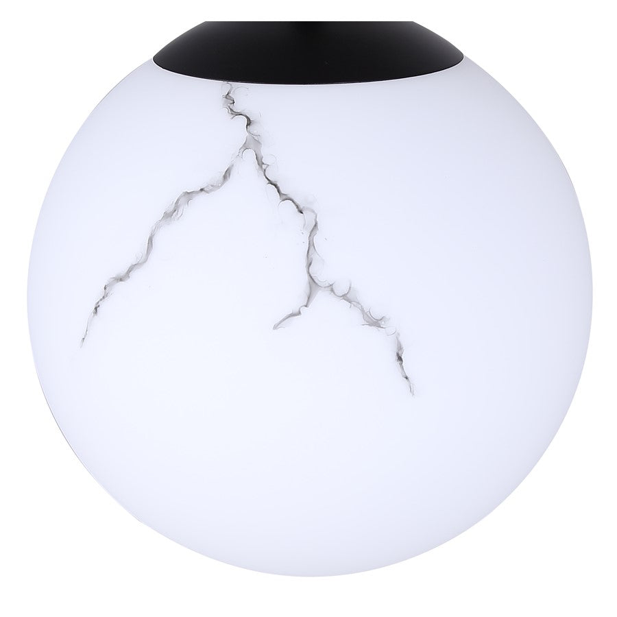 Canarm Halsey 9.75in 1-Light Pendant | Matte Black and Grey Marble Glass | Kitchen & Dining Room | 9.75 x 9.75 x 14 in | Model IPL2101B01BK