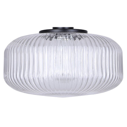 Canarm Ledger 10.5in 1-Light Pendant | Matte Black and Clear Ribbed Glass | Kitchen & Dining Room | 10.5 x 10.5 x 12.63 in | Model IPL2104B01BK