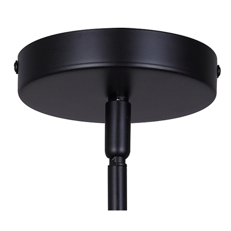 Canarm Ledger 10.5in 1-Light Pendant | Matte Black and Clear Ribbed Glass | Kitchen & Dining Room | 10.5 x 10.5 x 12.63 in | Model IPL2104B01BK