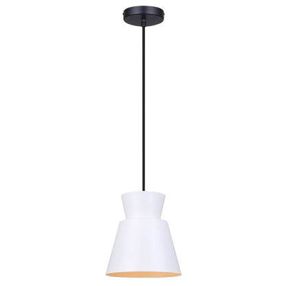 Canarm Arbella 7.75in 1-Light Pendant | Matte Black and White Metal | Kitchen Island & Dining Room | 7.75 x 7.75 x 11 in | Model IPL2107B01BW