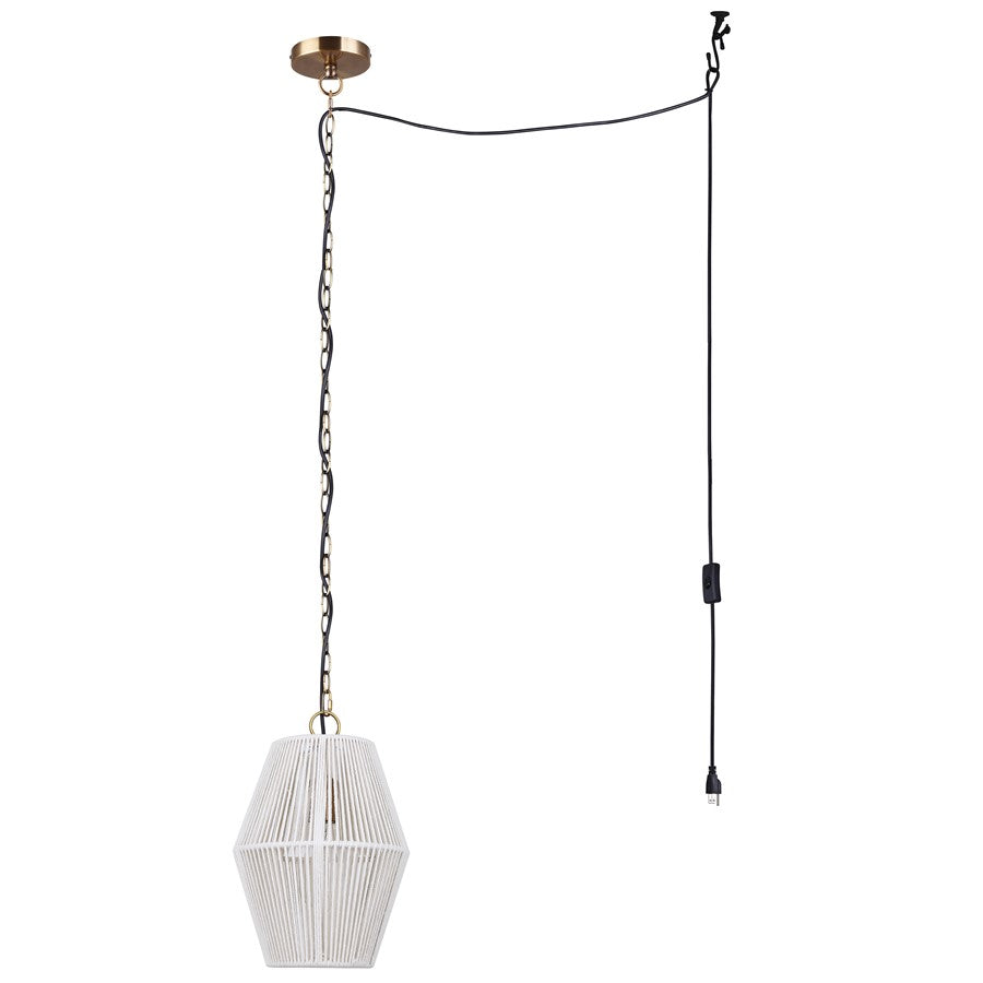 Canarm Klima 8.5in 1-Light Pendant | Gold and Ivory String | Living Room & Bedroom | 8.5 x 8.5 x 13.25 in | Model IPL2111B01GD