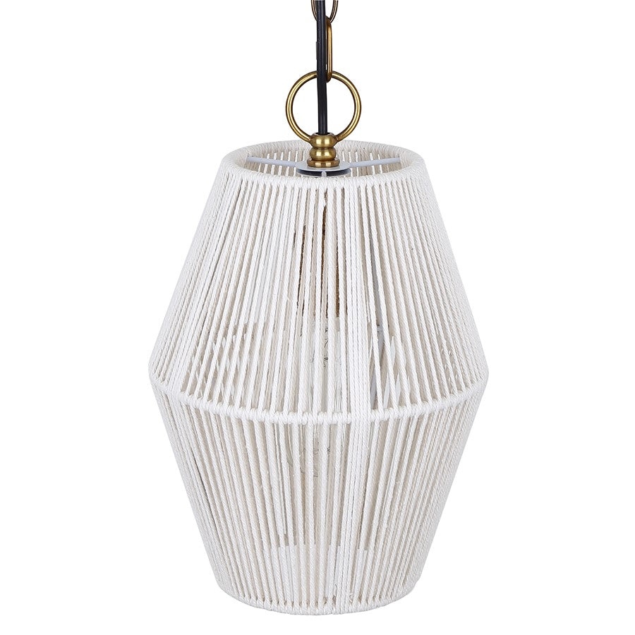 Canarm Klima 8.5in 1-Light Pendant | Gold and Ivory String | Living Room & Bedroom | 8.5 x 8.5 x 13.25 in | Model IPL2111B01GD