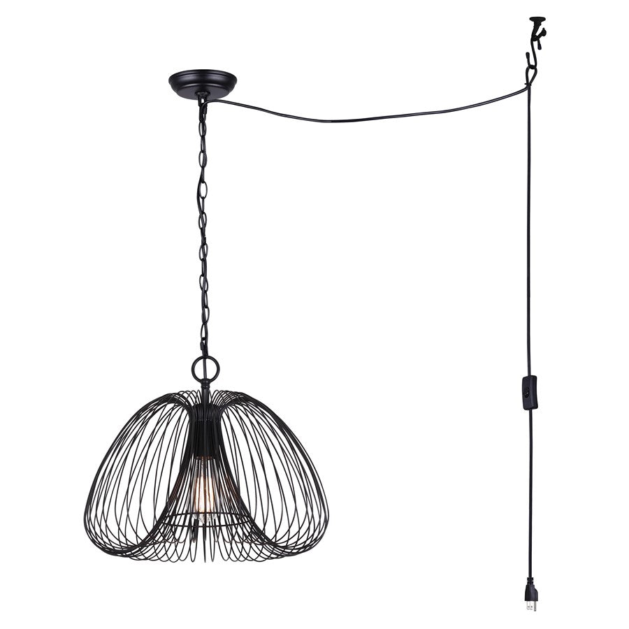 Canarm Stockholm 16in 1-Light Pendant | Matte Black Metal | Living Room & Dining Room | 16 x 16 x 12.5 in | Model IPL2112B01BK
