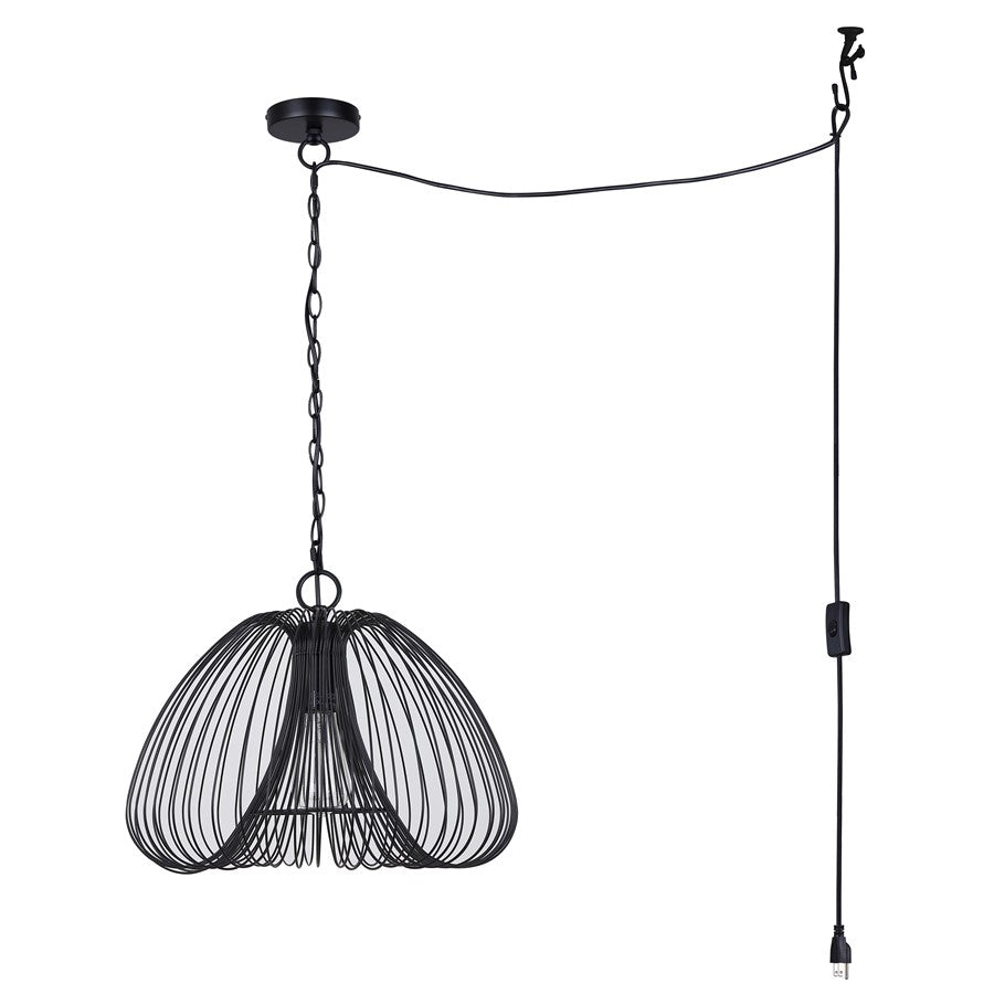 Canarm Stockholm 16in 1-Light Pendant | Matte Black Metal | Living Room & Dining Room | 16 x 16 x 12.5 in | Model IPL2112B01BK