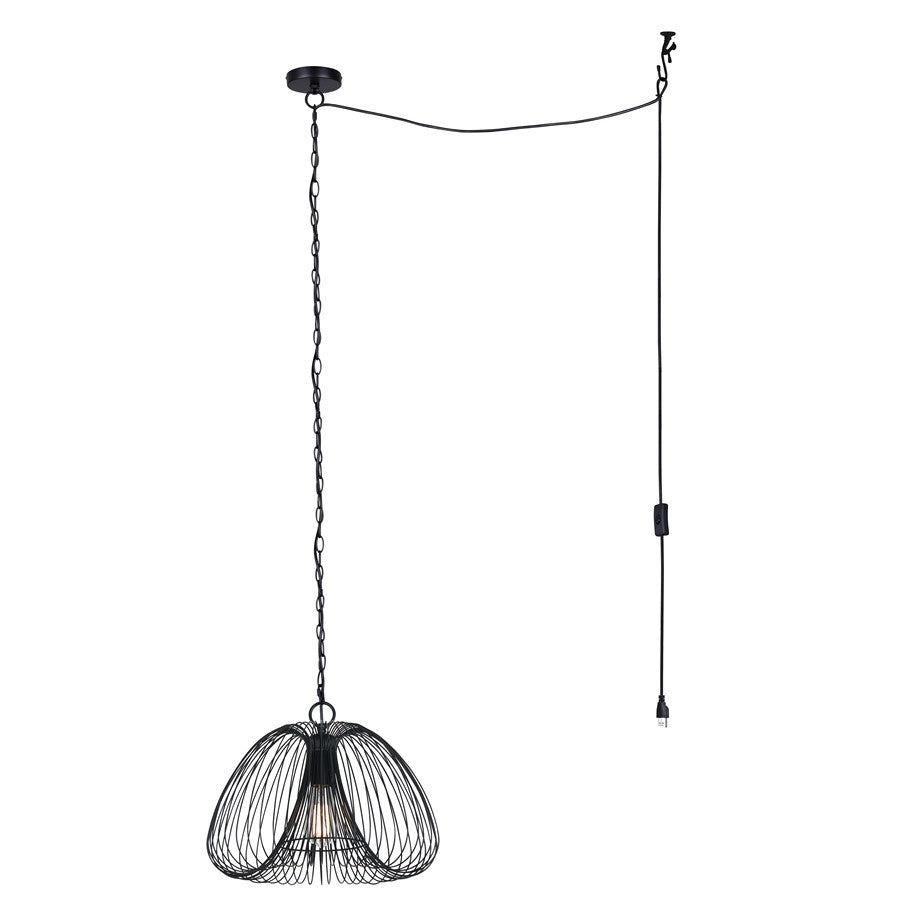 Canarm Stockholm 16in 1-Light Pendant | Matte Black Metal | Living Room & Dining Room | 16 x 16 x 12.5 in | Model IPL2112B01BK