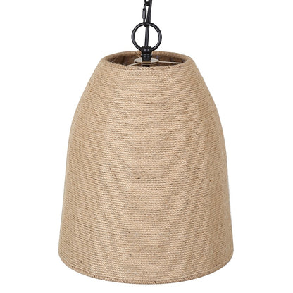 Canarm Malmo 12in 1-Light Pendant | Boho Matte Black and Natural Rope Shade | Bedroom & Dining Room | 12 x 12 x 16 in | Model IPL2113B01BKR
