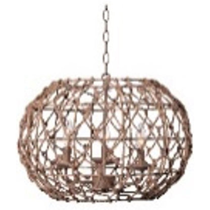 Canarm Aura 20in 3-Light Pendant | Coastal Tan Rope and Metal | Kitchen Island & Dining Room | 20 x 20 x 14 in | Model IPL2124B03BR20