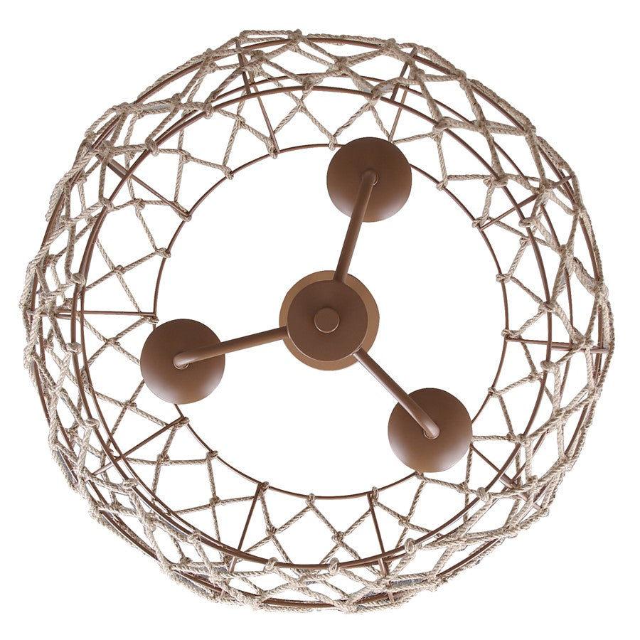 Canarm Aura 20in 3-Light Pendant | Coastal Tan Rope and Metal | Kitchen Island & Dining Room | 20 x 20 x 14 in | Model IPL2124B03BR20