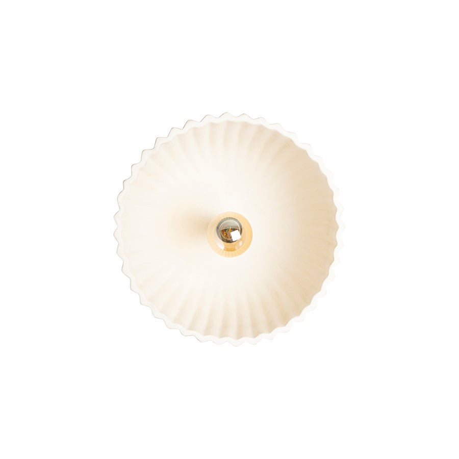 Canarm Audrey 15in 1-Light Pendant | Antique Brass and Ribbed Ceramic Shade | Entryway & Dining Room | 15 x 15 x 11 in | Model IPL2152B01AB