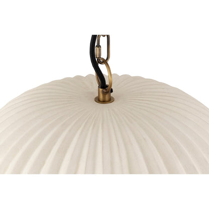 Canarm Audrey 15in 1-Light Pendant | Antique Brass and Ribbed Ceramic Shade | Entryway & Dining Room | 15 x 15 x 11 in | Model IPL2152B01AB