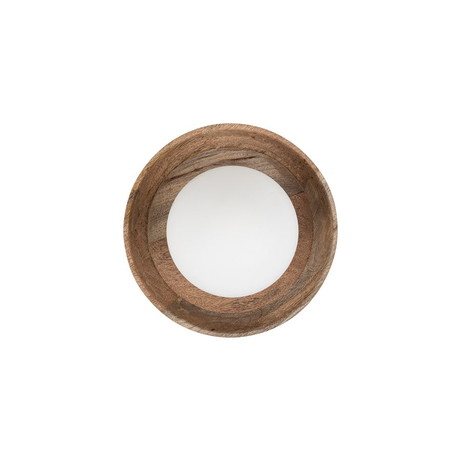 Canarm Kali 9.8in 1-Light Pendant | Natural Mango Wood and Frosted Glass | Kitchen Island & Reading Nook | 9.8 x 9.8 x 8.75 in | Model IPL2153B01NA