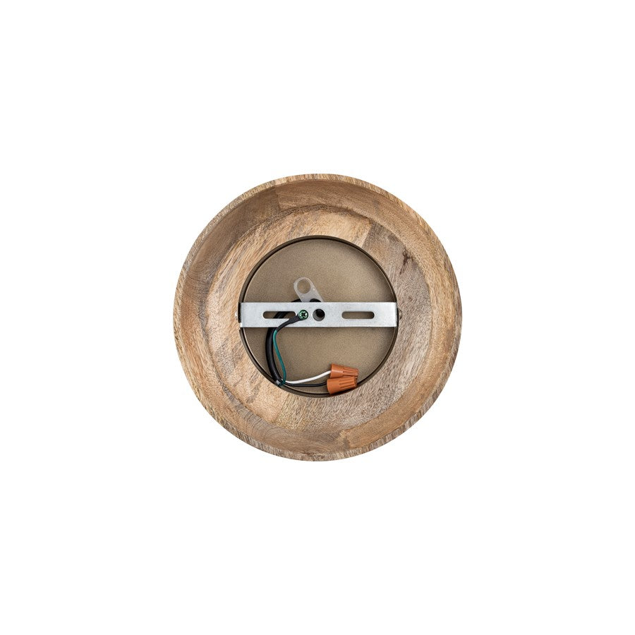 Canarm Kali 9.8in 1-Light Pendant | Natural Mango Wood and Frosted Glass | Kitchen Island & Reading Nook | 9.8 x 9.8 x 8.75 in | Model IPL2153B01NA