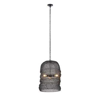 Canarm Kara 20in 3-Light Pendant | Industrial Matte Black and Mesh Iron | Kitchen Island & Dining Room | 20 x 20 x 31 in | Model IPL2154B03BP
