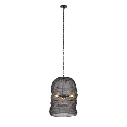 Canarm Kara 20in 3-Light Pendant | Industrial Matte Black and Mesh Iron | Kitchen Island & Dining Room | 20 x 20 x 31 in | Model IPL2154B03BP
